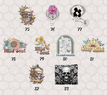 Load image into Gallery viewer, Boho Hippie Goth Themed DTF Transfers
