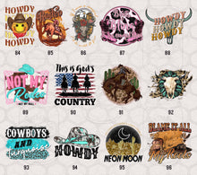 Load image into Gallery viewer, Country Chic, Western and Farm Life lll Themed DTF Transfers