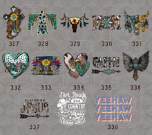 Load image into Gallery viewer, Country Chic, Western and Farm Life V Themed DTF Transfers