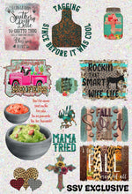 Load image into Gallery viewer, Pre Designed DTF Gang Sheet- Multiple Designs and Themes