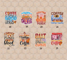 Load image into Gallery viewer, Coffee Tea and Coco Themed DTF Transfers