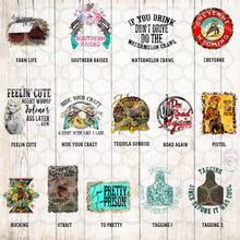 Load image into Gallery viewer, Country Chic, Western, Farm Life Themed DTF Transfers