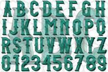 Load image into Gallery viewer, 3D Teal Embossed Metal Alpha Set - Digital Download (Sublimation, Heat Transfer, HTV, Graphic Designs, Clip Art, Commercial Use)