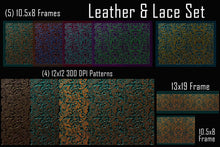 Load image into Gallery viewer, Leather & Lace Frame and Digital Paper Set - Digital Download (Sublimation, Heat Transfer, HTV, Graphic Designs, Clip Art, Commercial Use)