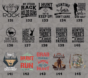 Fishing and Hunting II Themed DTF Transfers