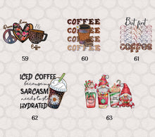 Load image into Gallery viewer, Coffee Tea and Coco Themed DTF Transfers