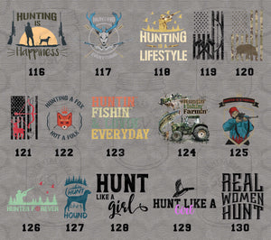 Fishing and Hunting II Themed DTF Transfers