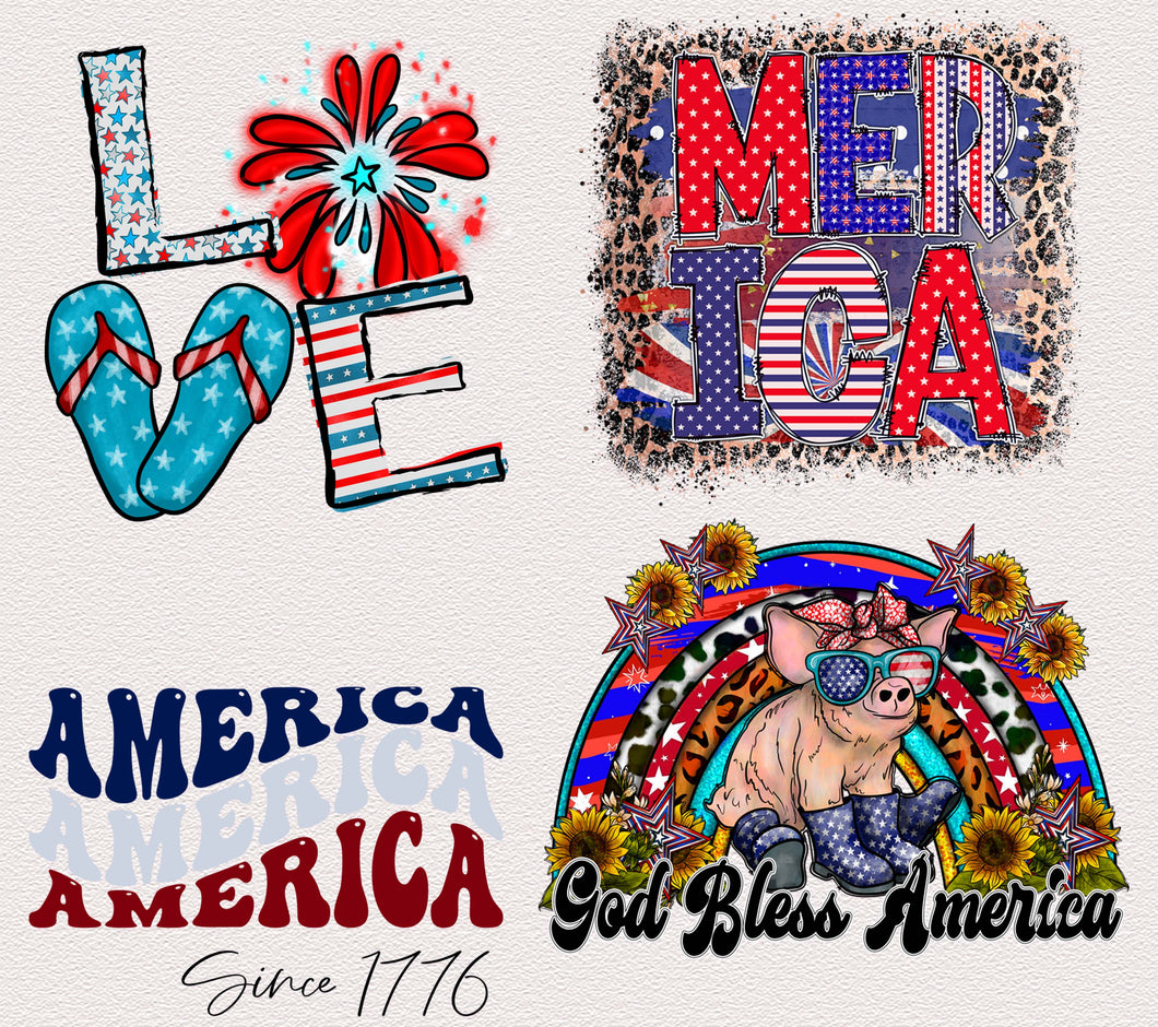 Vivid patriotic designs for heat transfers