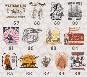 Retro Country Western Themed DTF Transfers