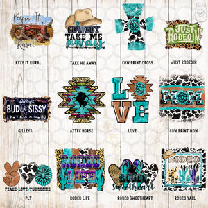 Country Chic, Western, Farm Life Themed Sublimation Transfers