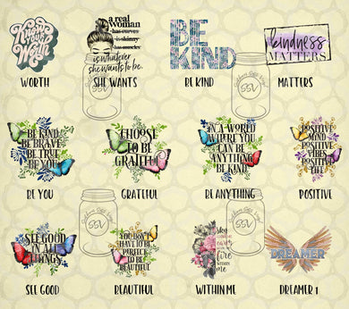 Inspire, Motivate and Affirmation Designs Sublimation Transfers