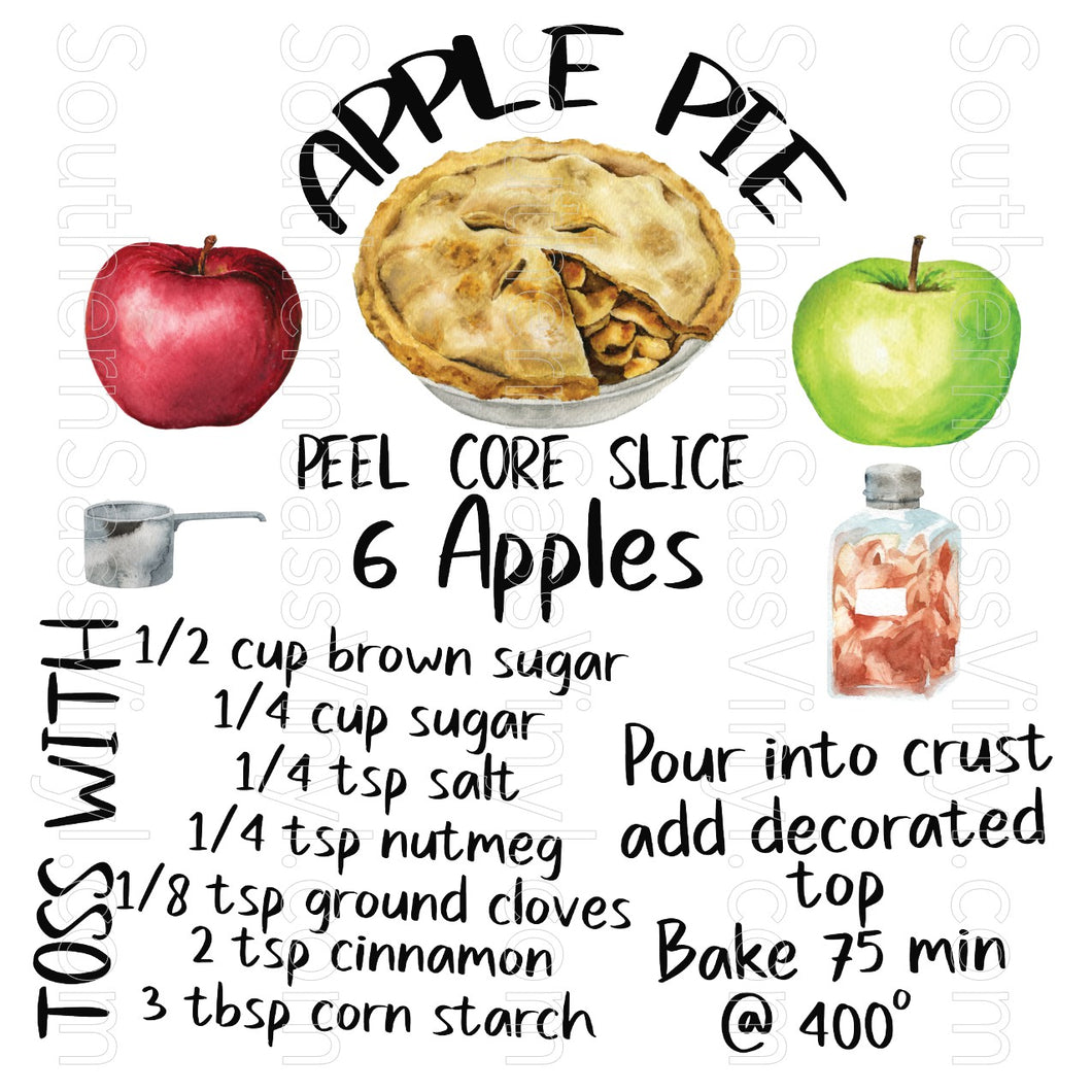Apple Pie Recipe- Digital Download