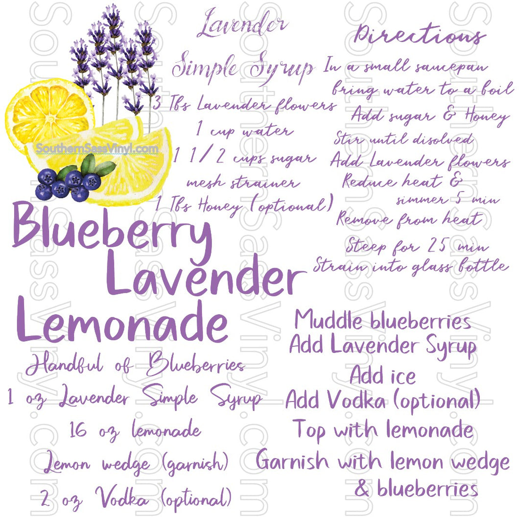 Blueberry Lavender Lemonade Recipe- Digital Download