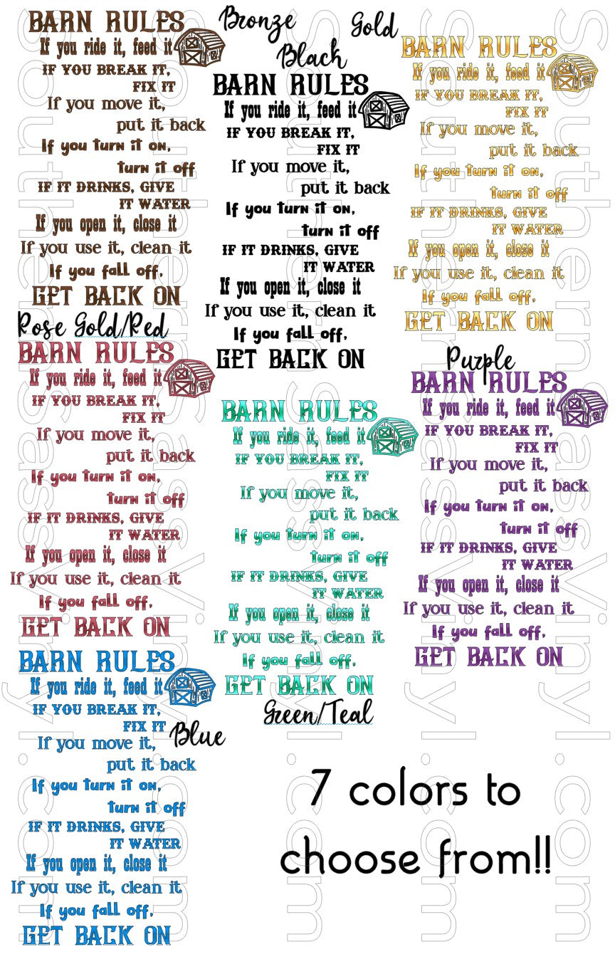 Barn Rules.pdf Barn Rules- Digital Download – SSV Custom Transfers