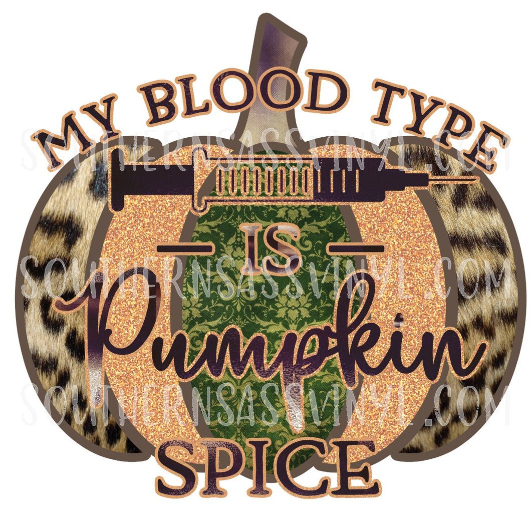 Pumpkin Spice Blood Type- PNG Clip Art Instant Digital Download