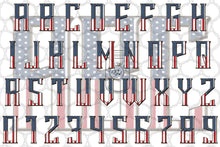 Load image into Gallery viewer, US Flag Alpha Set - Digital Download (Sublimation, Heat Transfer, HTV, Graphic Designs, Clip Art, Commercial Use)