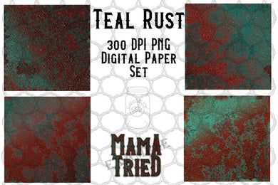Teal Rust Digital Paper Set - Digital Download (Sublimation, Heat Transfer, HTV, Graphic Designs, Clip Art, Commercial Use)
