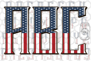 US Flag Alpha Set - Digital Download (Sublimation, Heat Transfer, HTV, Graphic Designs, Clip Art, Commercial Use)