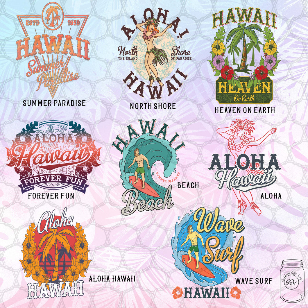 Hawaii Themed DTF Transfers