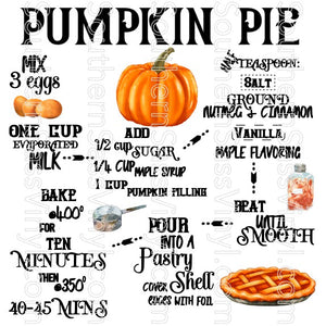 Pumpkin Pie Recipe- Digital Download